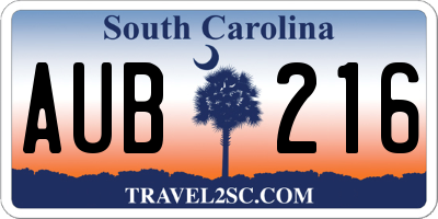 SC license plate AUB216
