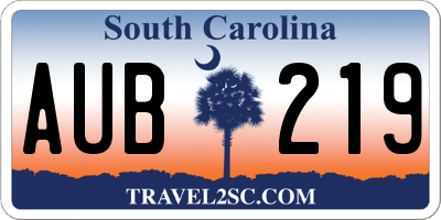 SC license plate AUB219