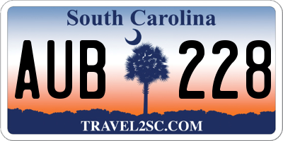 SC license plate AUB228