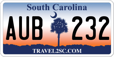 SC license plate AUB232
