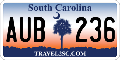 SC license plate AUB236