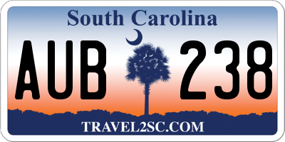 SC license plate AUB238