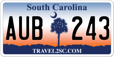 SC license plate AUB243
