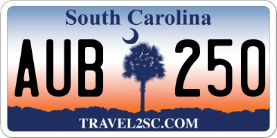 SC license plate AUB250