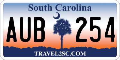SC license plate AUB254