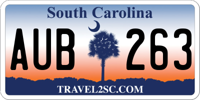 SC license plate AUB263