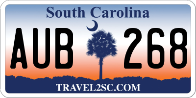 SC license plate AUB268