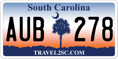 SC license plate AUB278