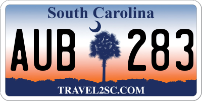 SC license plate AUB283