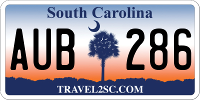 SC license plate AUB286
