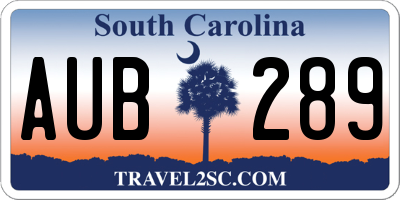 SC license plate AUB289