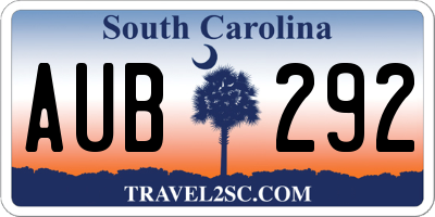 SC license plate AUB292