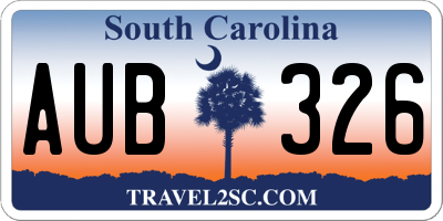 SC license plate AUB326