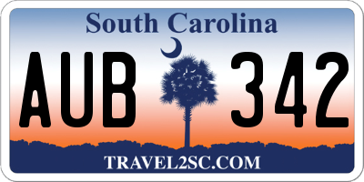 SC license plate AUB342