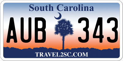 SC license plate AUB343