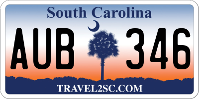 SC license plate AUB346