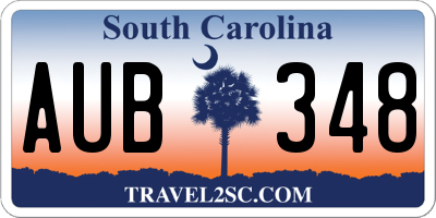 SC license plate AUB348