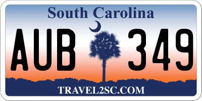 SC license plate AUB349
