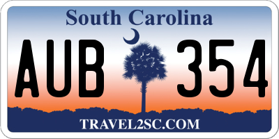 SC license plate AUB354