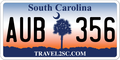 SC license plate AUB356