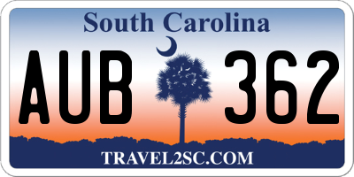 SC license plate AUB362