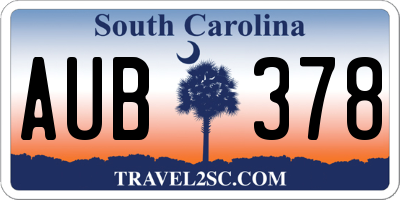 SC license plate AUB378