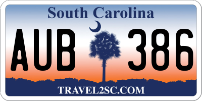 SC license plate AUB386