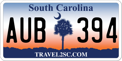 SC license plate AUB394