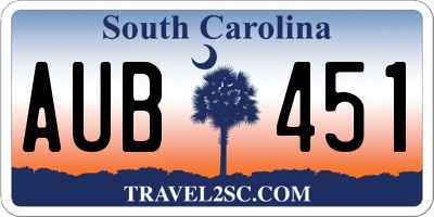 SC license plate AUB451