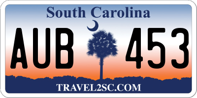 SC license plate AUB453