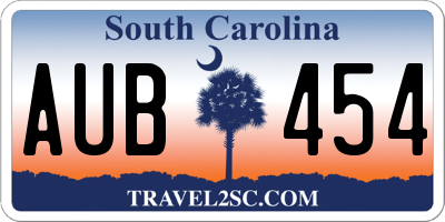 SC license plate AUB454