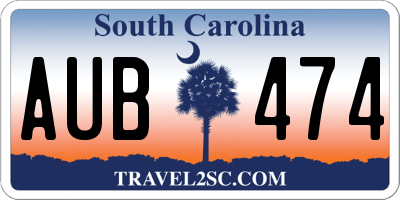 SC license plate AUB474
