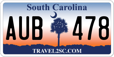 SC license plate AUB478