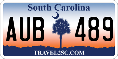 SC license plate AUB489