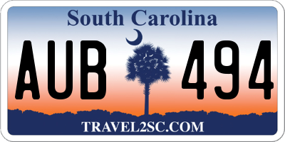 SC license plate AUB494