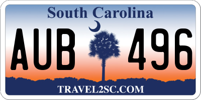 SC license plate AUB496