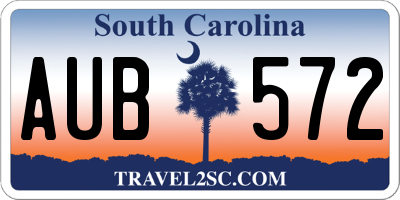 SC license plate AUB572