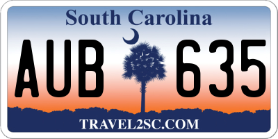 SC license plate AUB635