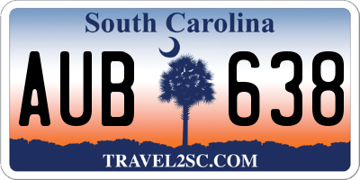 SC license plate AUB638