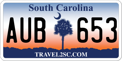 SC license plate AUB653