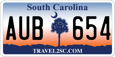 SC license plate AUB654