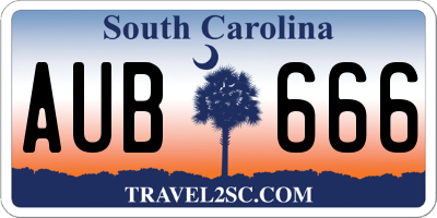 SC license plate AUB666