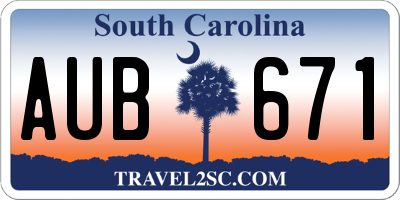 SC license plate AUB671