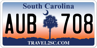 SC license plate AUB708
