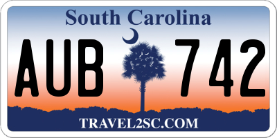 SC license plate AUB742