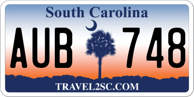 SC license plate AUB748