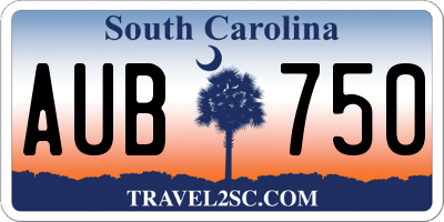 SC license plate AUB750