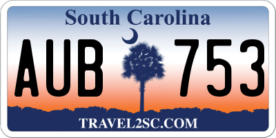 SC license plate AUB753