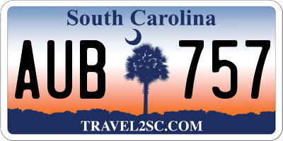 SC license plate AUB757