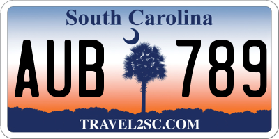 SC license plate AUB789